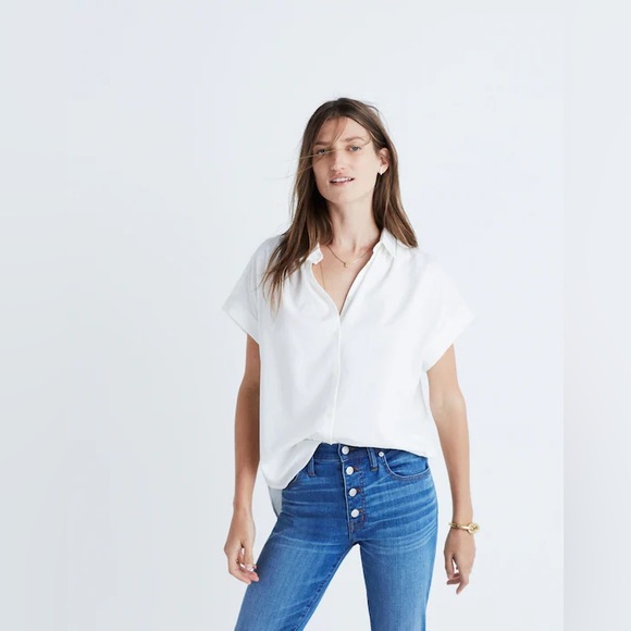 NWT Madewell Women's Central Shirt in Pure White - Medium - Picture 1 of 7